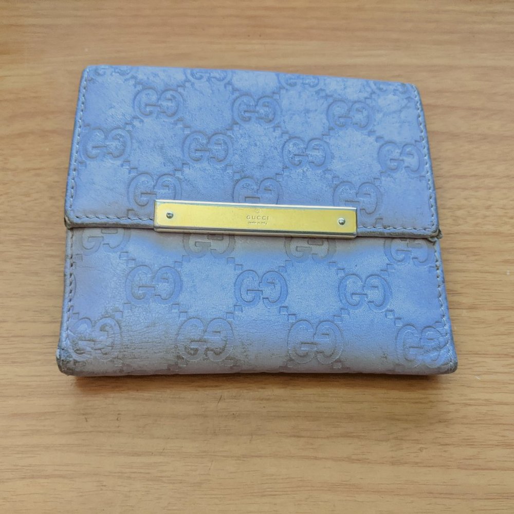 Gucci Blue Wallet with Gold Accent